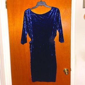 NWOT New Look ASOS Velvet Blue Mini Dress Size 12
